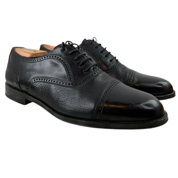 MEZLAN Florence Leather Oxford Dress Shoes in Black Men’s 8.5W Cap Toe Handmade main image 4